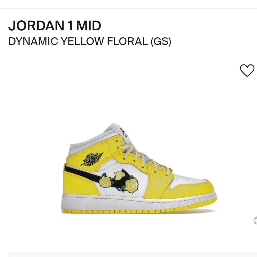 Authentic Jordan 1 Mid Dynamic Yellow Floral (GS)